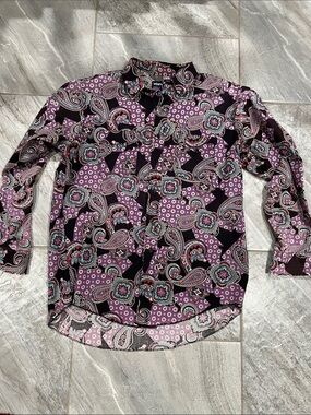 Wrangler 90s brush topper Purple Paisley Print Button-Down Shirt